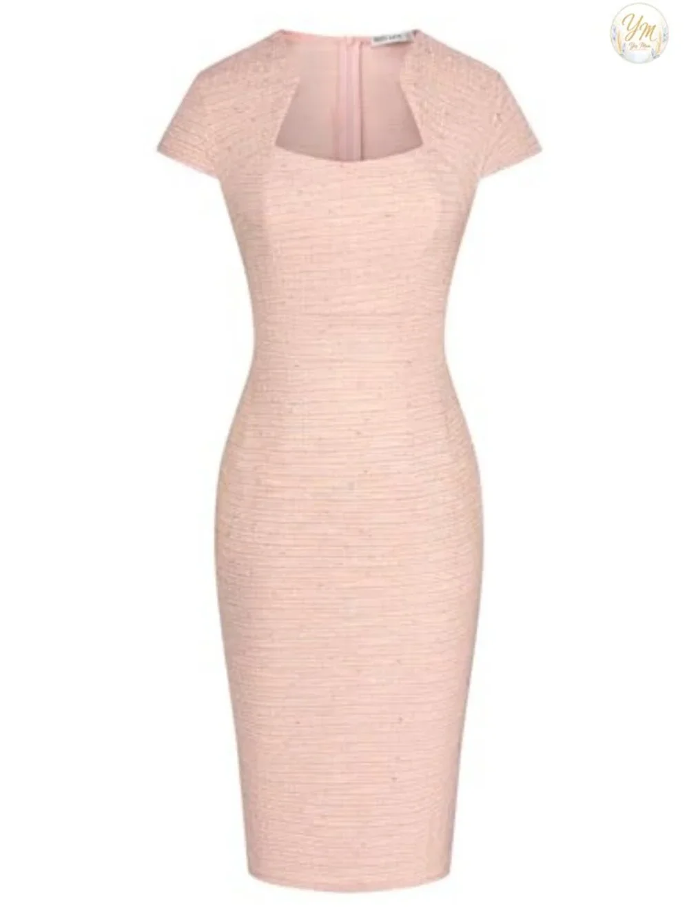 Tweed Pencil Dress for Women, 50s Vintage Style Cap Sleeve Bodycon Midi Dress
